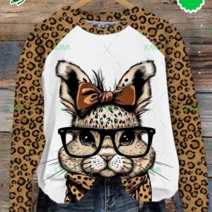 Easter Leopard Print Glasses Rabbit Sweatshirt