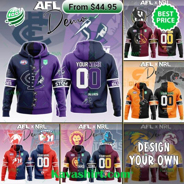 AFL Mix NRL Special Design Collection Custom Teams Hoodie