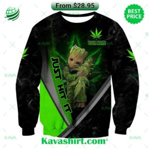 Baby Groot Hug Weed Just Hit It Custom T-shirt, Hoodie