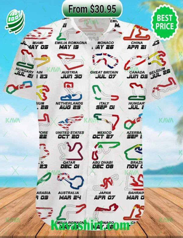 Calendar Formula Race Cars 2024 Hawaiian Shirt