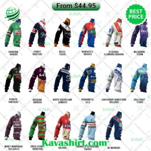 NRL Jersey Mix 2 Teams HALF and HALF Style Custom Hoodies NRL Jersey Mix 2 Teams HALF and HALF Style Custom Hoodies