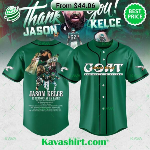 Philadelphia Eagles Goat Jason Kelce Baseball Jersey