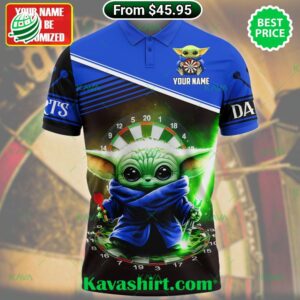 Baby Yoda Darts Custom Blue Polo Shirt