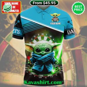 Baby Yoda Darts Custom Cyan Polo Shirt