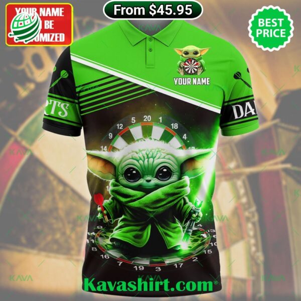 Baby Yoda Darts Custom Green Polo Shirt