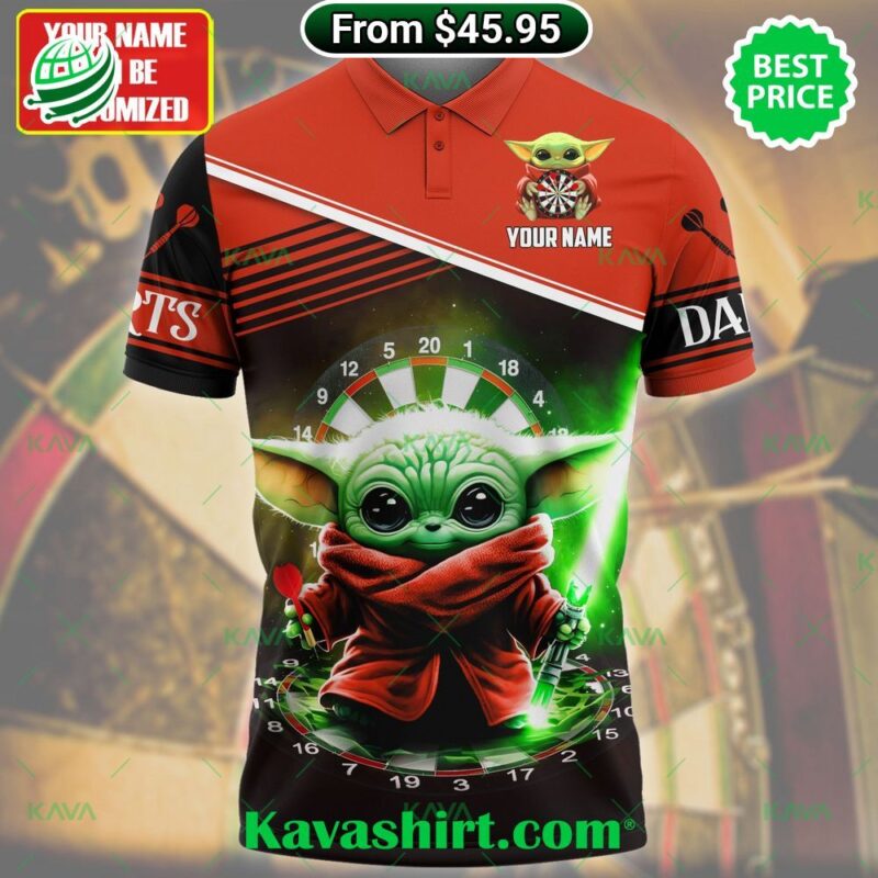 Baby Yoda Darts Custom Orange Polo Shirt
