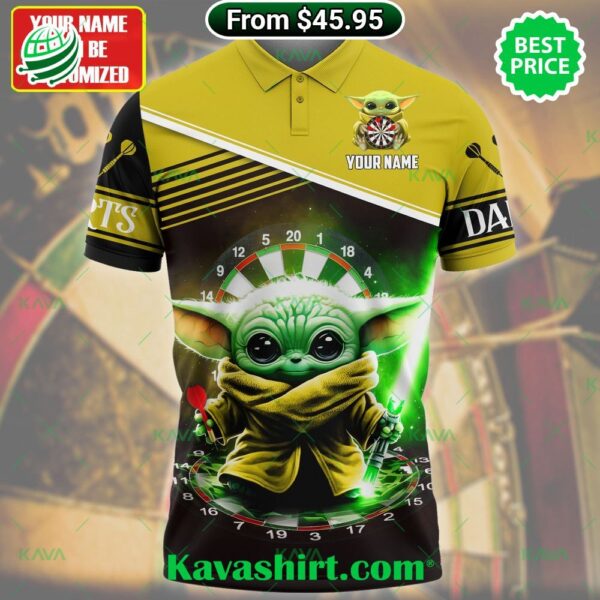 Baby Yoda Darts Custom Yellow Polo Shirt