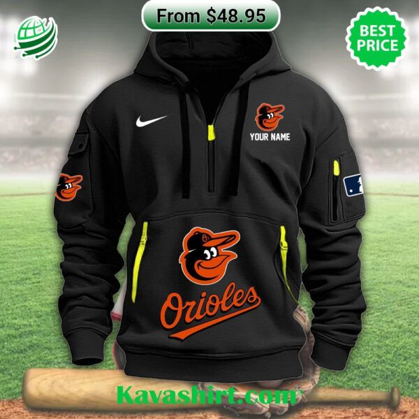 Baltimore Orioles Custom Half Zip Heavy Hoodie