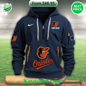 Baltimore Orioles Custom Half Zip Heavy Hoodie