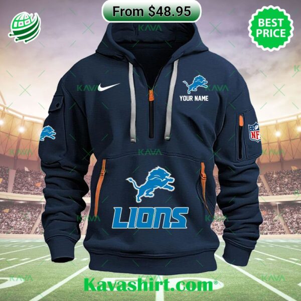 Detroit Lions Nike Custom Half Zip Heavy Hoodie