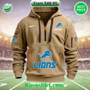 Detroit Lions Nike Custom Half Zip Heavy Hoodie