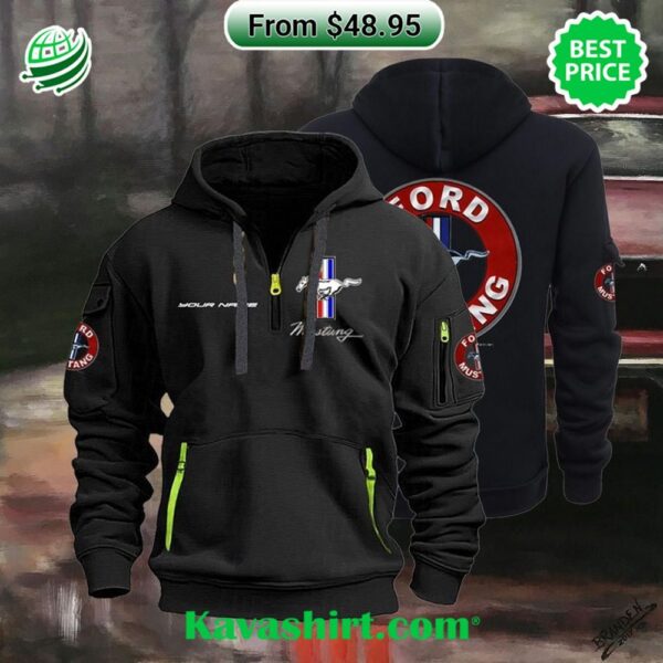 Ford Mustang Custom Half Zip Heavy Hoodie