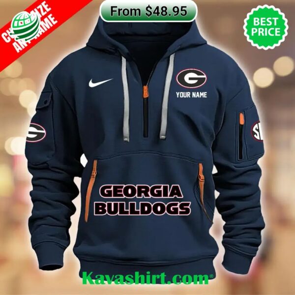 Georgia Bulldogs Custom Half Zip Heavy Hoodie