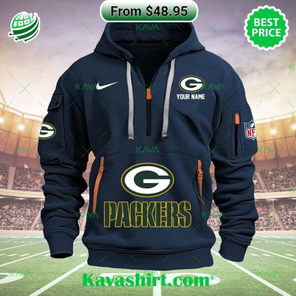 Green Bay Packers Nike Custom Half Zip Heavy Hoodie