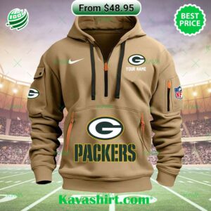Green Bay Packers Nike Custom Half Zip Heavy Hoodie