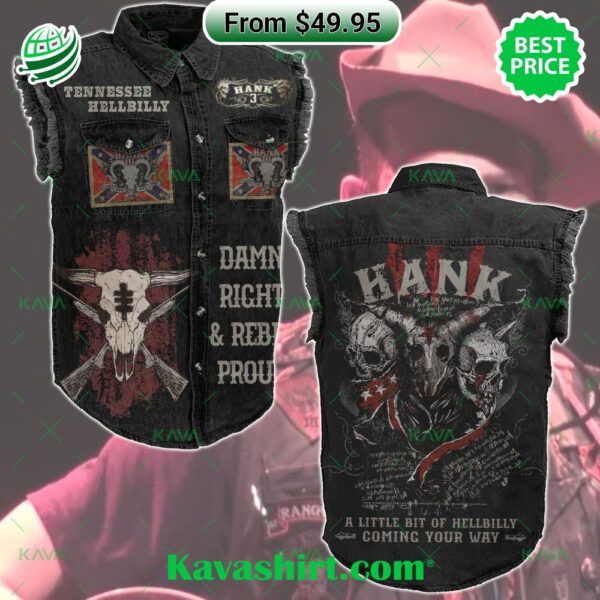 Hank Williams III A Little Bit Of Hellbilly Coming Your Way 2D Sleeveless Denim Jacket