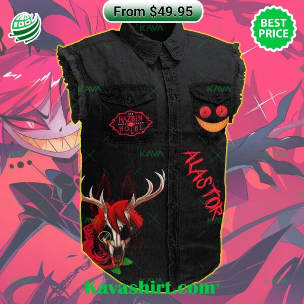 Hazbin Hotel Alastor You Never Fully Dressed Without A Smile 2D Sleeveless Denim Jacket