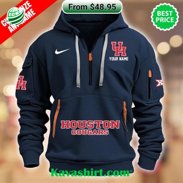 Houston Cougars Custom Half Zip Heavy Hoodie