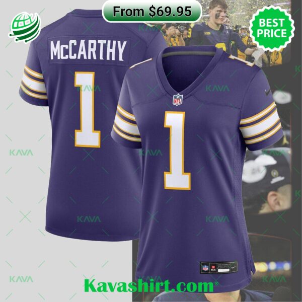 J.J. McCarthy Minnesota Vikings Nike Women’s 2nd Alternate 2024 NFL Draft First Round Pick Player Game Jersey