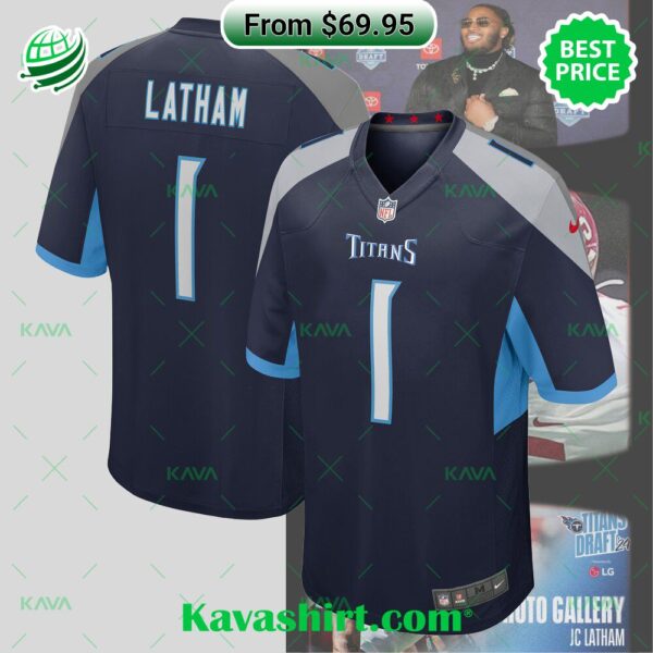 JC Latham Tennessee Titans Nike 2024 NFL Draft First Round Pick Player Game Football Jersey