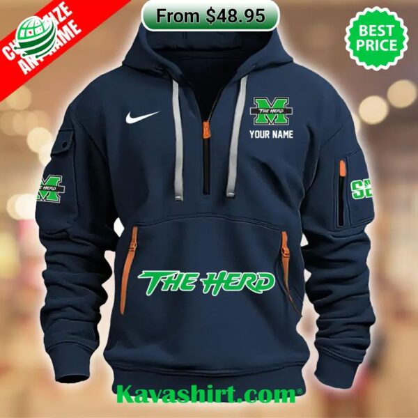 Marshall Thundering Herd Custom Half Zip Heavy Hoodie