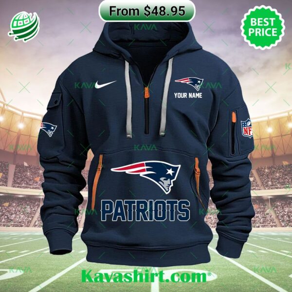 New England Patriots Nike Custom Half Zip Heavy Hoodie