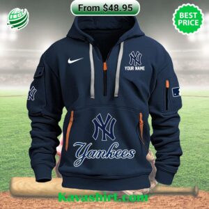New York Yankees Custom Half Zip Heavy Hoodie