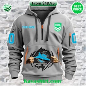 NRL Cronulla Sharks Custom Half Zip Heavy Hoodie