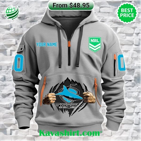 NRL Cronulla Sharks Custom Half Zip Heavy Hoodie