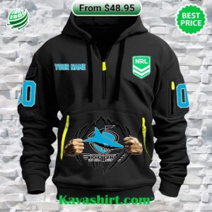 NRL Cronulla Sharks Custom Half Zip Heavy Hoodie