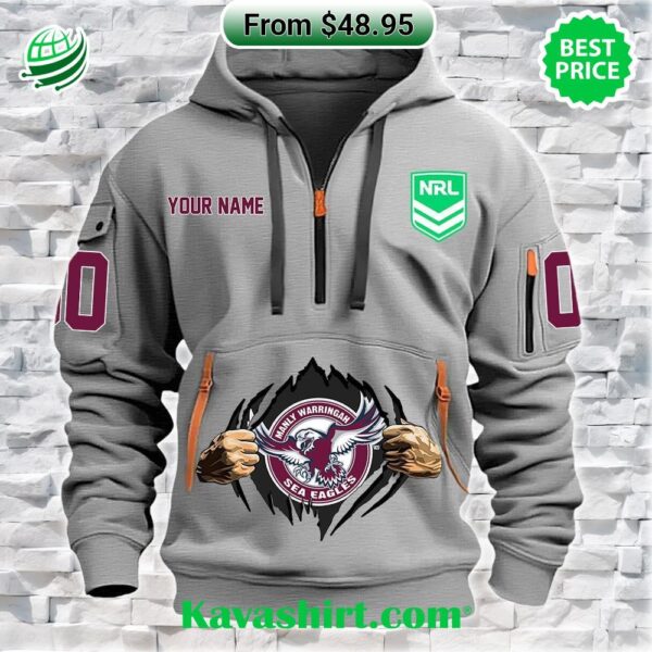 NRL Manly Warringah Sea Eagles Custom Half Zip Heavy Hoodie