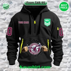NRL Manly Warringah Sea Eagles Custom Half Zip Heavy Hoodie