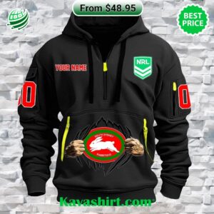 NRL South Sydney Rabbitohs Custom Half Zip Heavy Hoodie