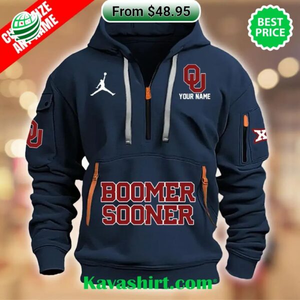 Oklahoma Boomer Sooner Custom Half Zip Heavy Hoodie