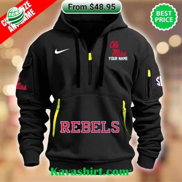 Ole Miss Rebels Custom Half Zip Heavy Hoodie