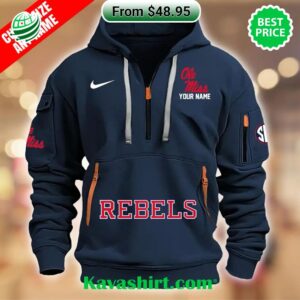 Ole Miss Rebels Custom Half Zip Heavy Hoodie