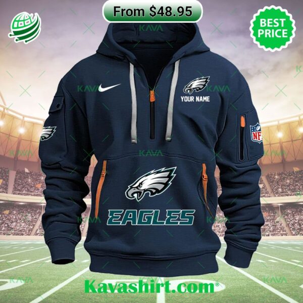 Philadelphia Eagles Nike Custom Half Zip Heavy Hoodie