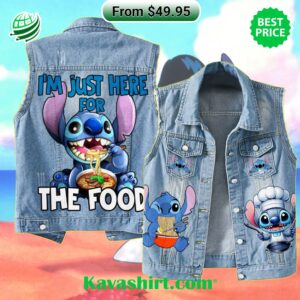 Stitch I’m Just Here For The Food 2D Sleeveless Denim Jacket