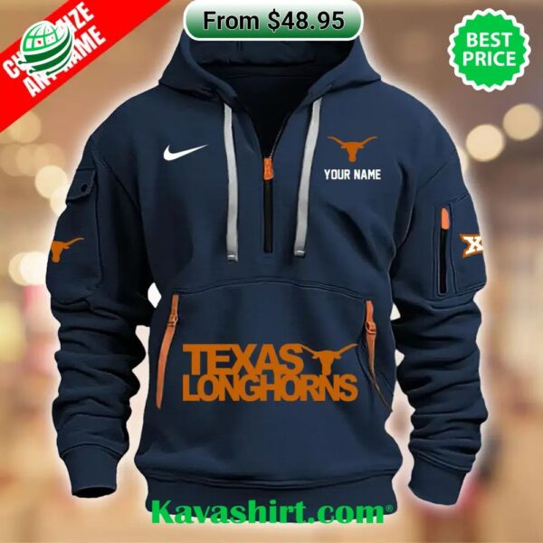 Texas Longhorns Custom Half Zip Heavy Hoodie