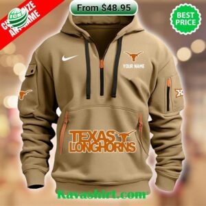 Texas Longhorns Custom Half Zip Heavy Hoodie