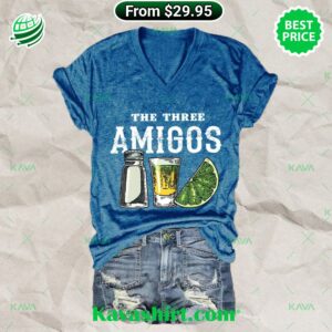 The Three Amigos Cinco De Mayo Tequila Salt And Lime Funny Drinking V-neck T-shirt The Three Amigos Cinco De Mayo Tequila Salt And Lime Funny Drinking V-neck T-shirt