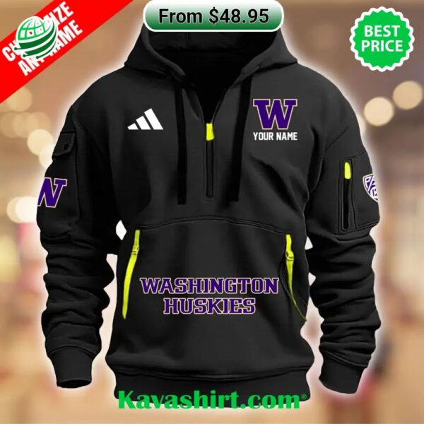 Washington Huskies Custom Half Zip Heavy Hoodie