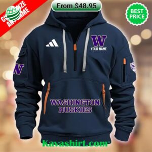 Washington Huskies Custom Half Zip Heavy Hoodie
