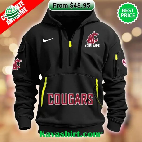 Washington State Cougars Custom Half Zip Heavy Hoodie