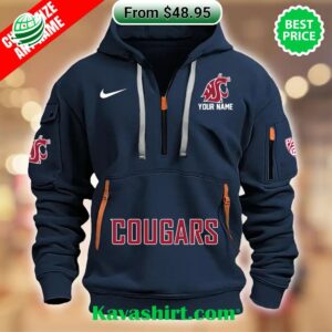 Washington State Cougars Custom Half Zip Heavy Hoodie