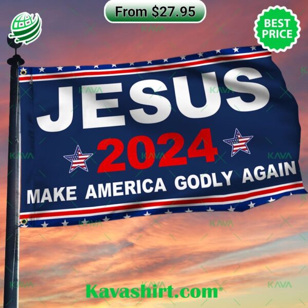 Jesus 2024 Make America Godly Again Grommet Flag