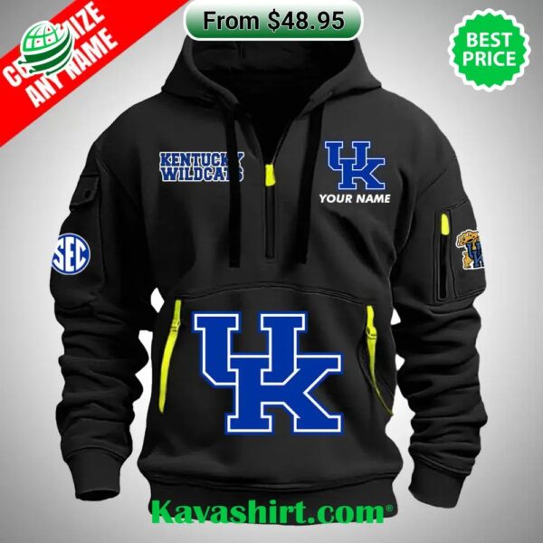 Kentucky Wildcats Football SEC Custom Half Zip Heavy Hoodie