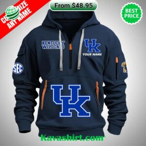 Kentucky Wildcats Football SEC Custom Half Zip Heavy Hoodie